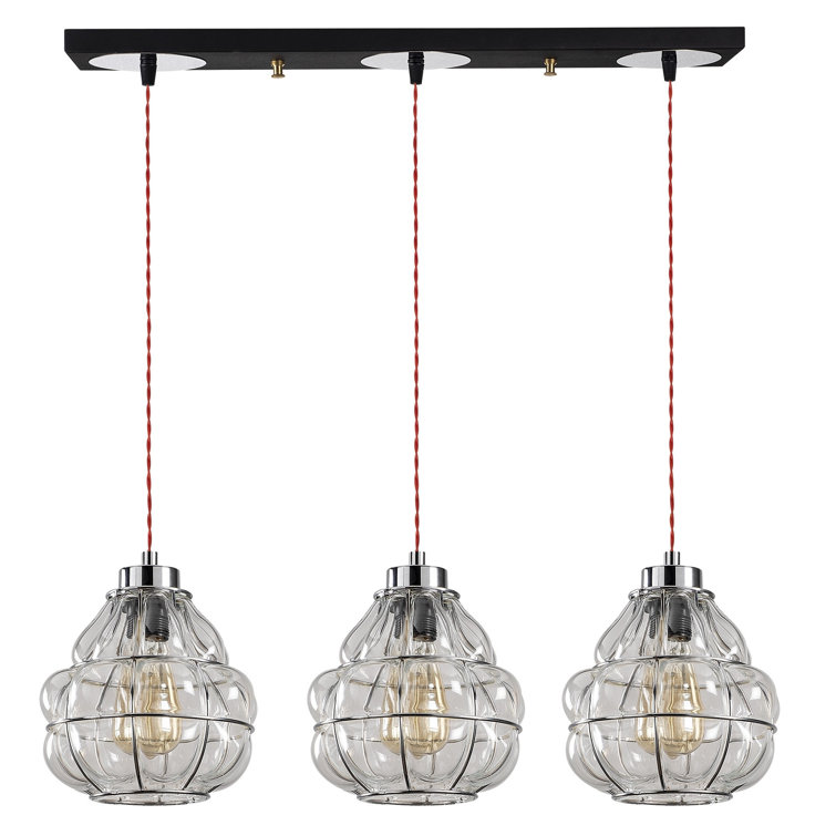 East Urban Home 3 - Light Chrome/Black/Red Kitchen Island Pendant | Wayfair